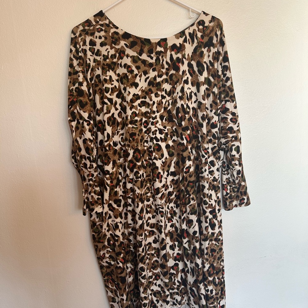 Free People Leopard Print Long Sleeve Dress